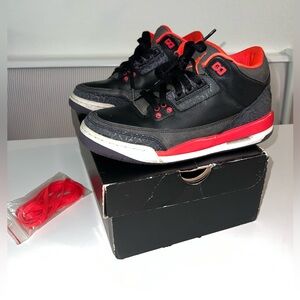 Nike Air Jordan 3 Retro Crimson Red sneakers shoes 6y
